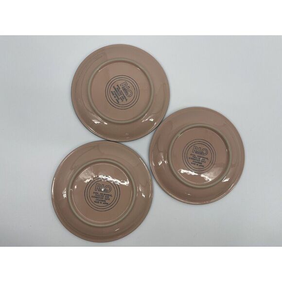 Set Of 3 Rio Century Stoneware Salad Side Plates Japan Pink Blue Vintage 7.5” - Picture 3 of 6